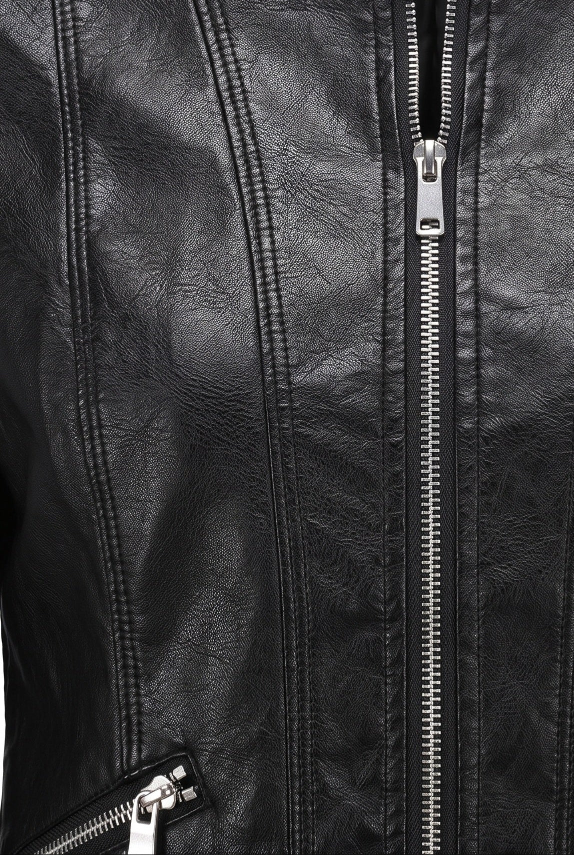Veste Femme | Aspect Cuir Zippée Coupe Courte Col Montant - 3
