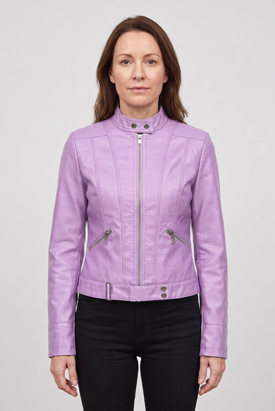 Veste Femme | Aspect Cuir Zippée Coupe Courte Col Montant - 9