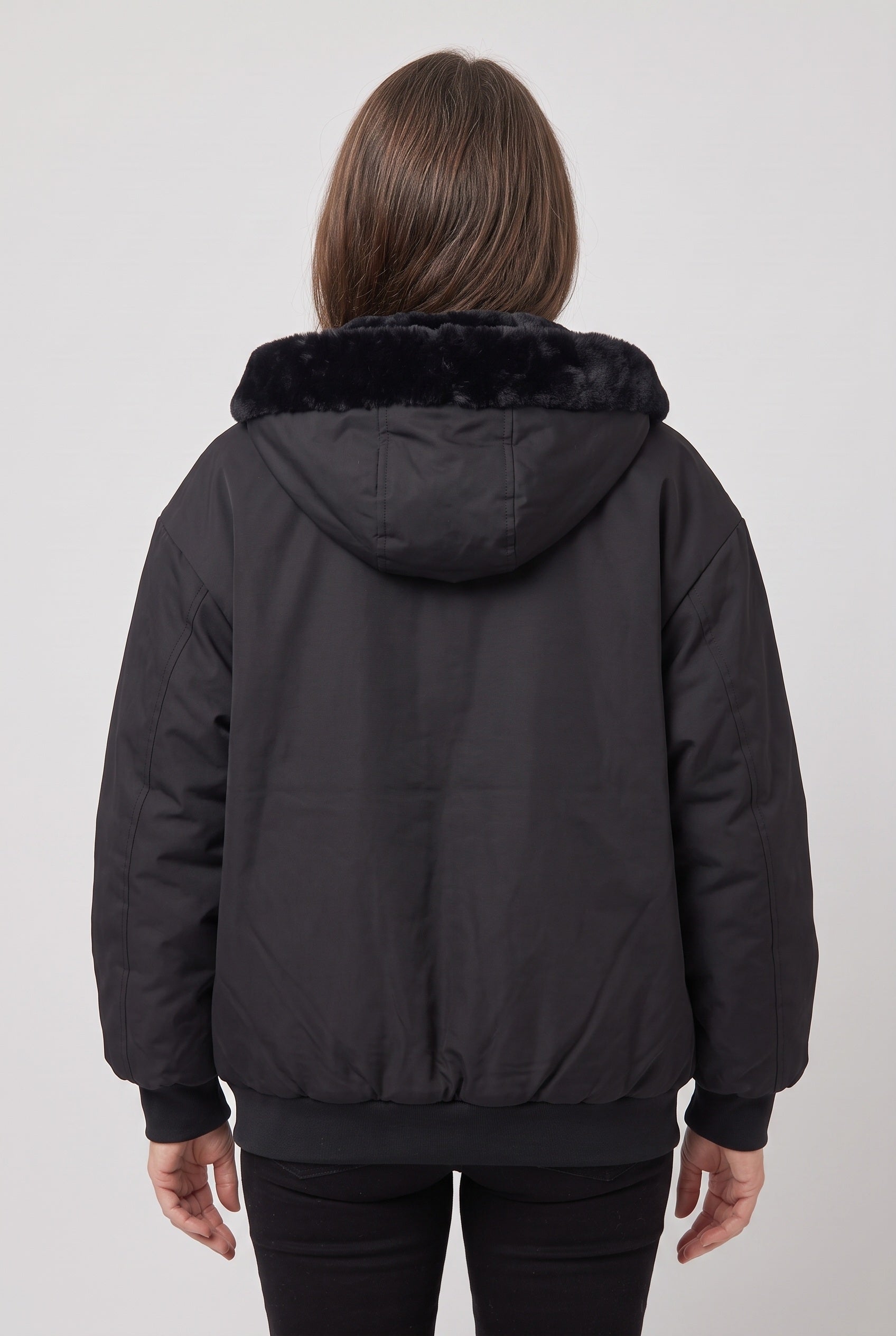 Veste Femme | Bomber Zip Deux Sens Capuche Fausse Fourrure - 2