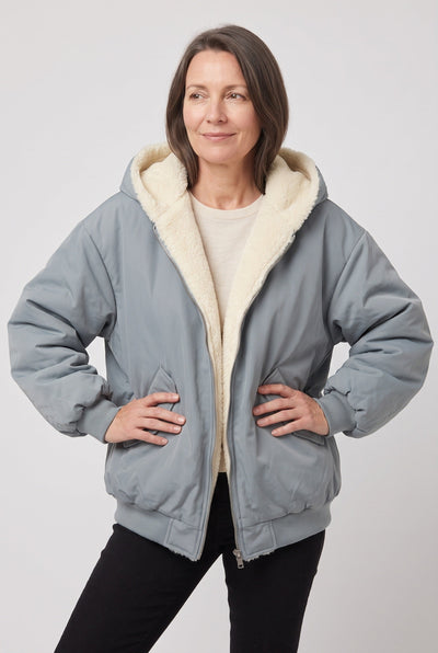 Veste Femme | Bomber Zip Deux Sens Capuche Fausse Fourrure - 5