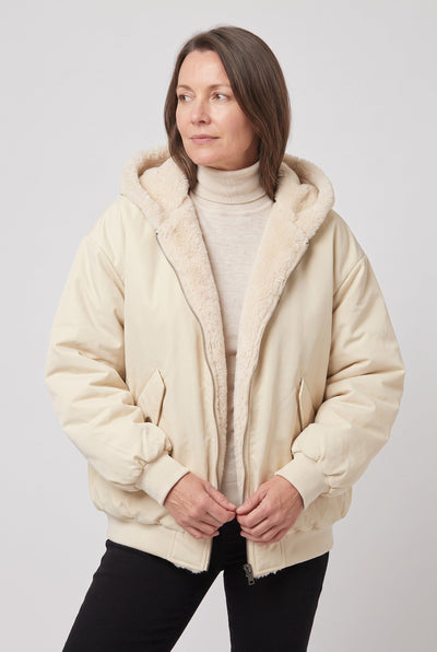 Veste Femme | Bomber Zip Deux Sens Capuche Fausse Fourrure - 8