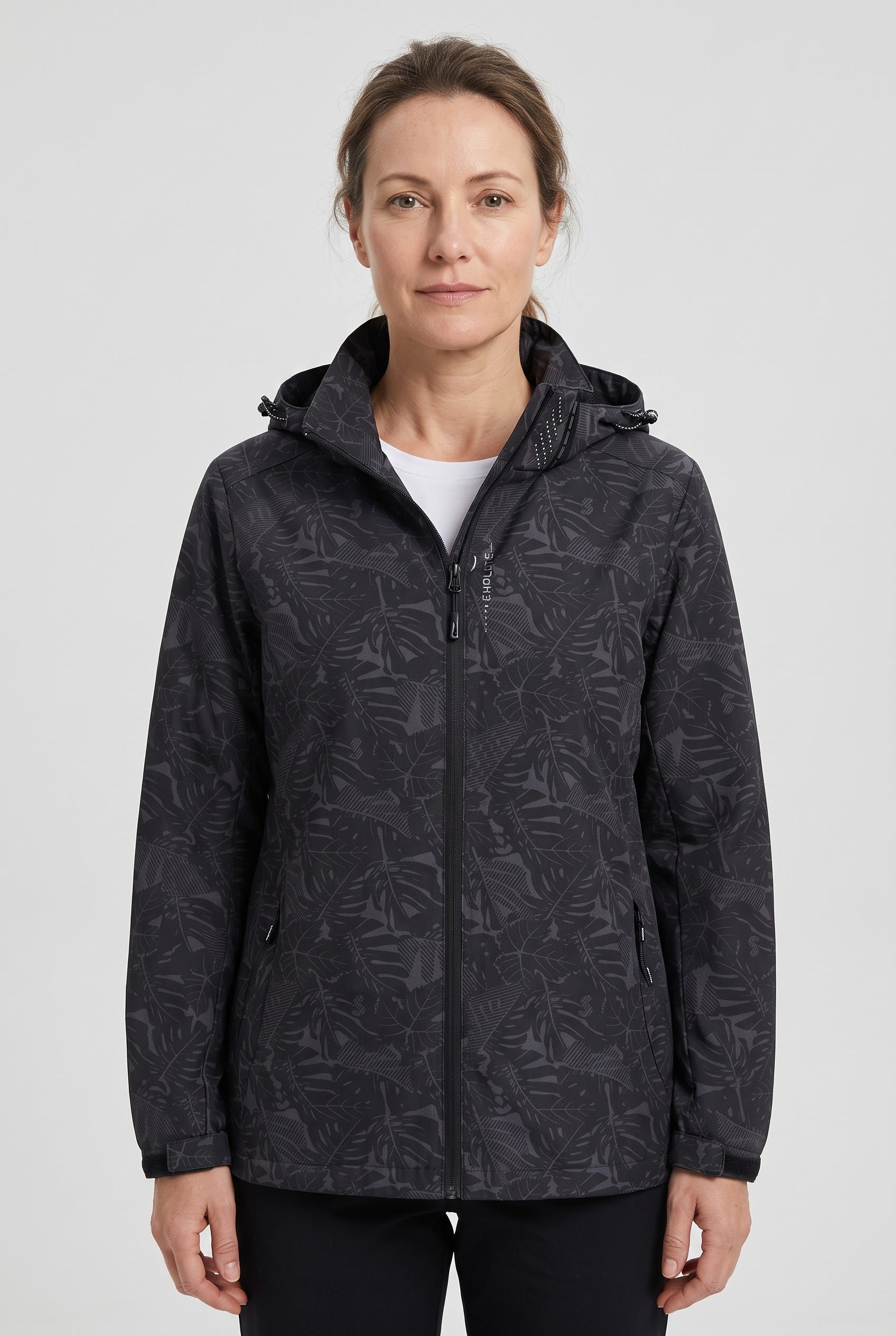 Veste Femme | Déperlante Zippée Capuche Amovible Imprimé Feuillage - 1