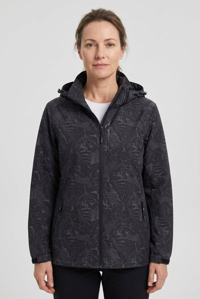 Veste Femme | Déperlante Zippée Capuche Amovible Imprimé Feuillage - 1