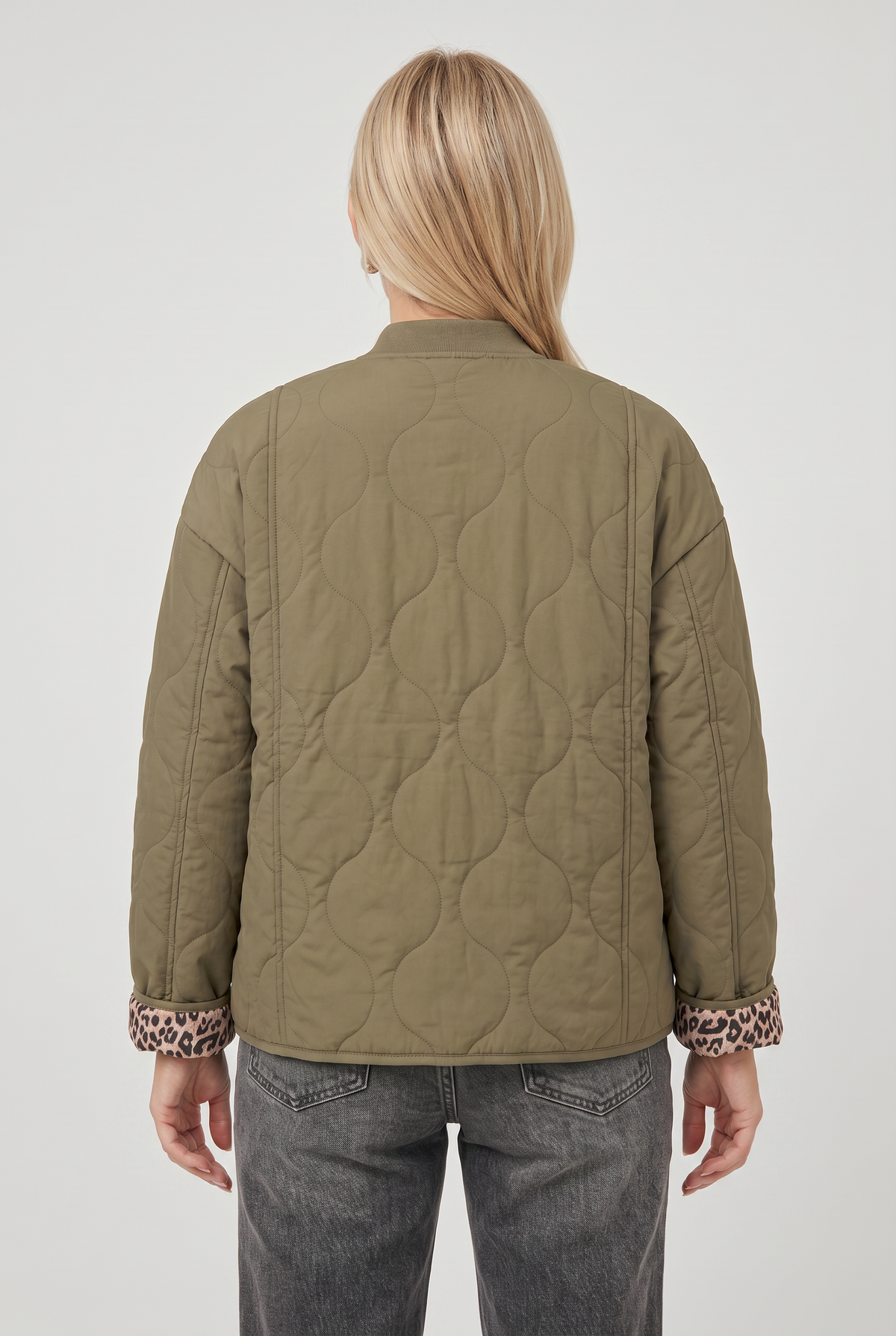 Veste Femme | Matelassée Boutonnée Doublure Léopard - 2
