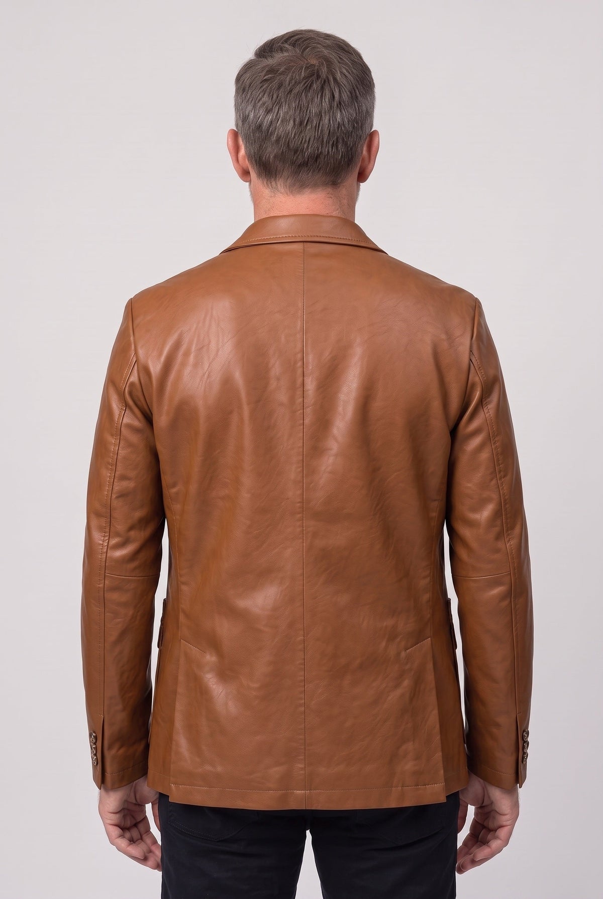 Veste Homme | Aspect Cuir Deux Boutons Col Cranté Poches À Rabat - 2
