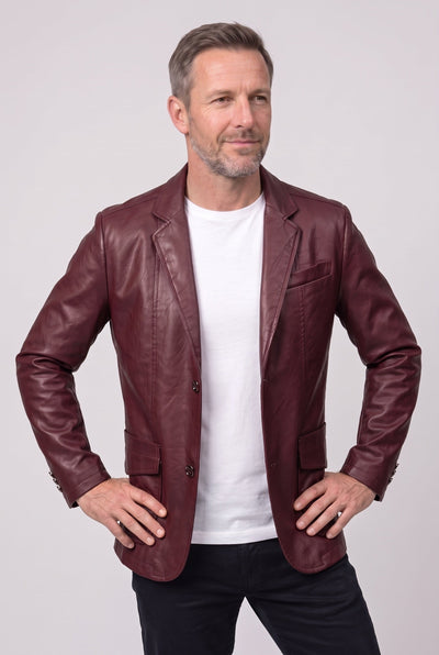 Veste Homme | Aspect Cuir Deux Boutons Col Cranté Poches À Rabat - 5