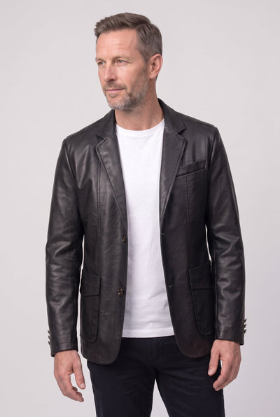 Veste Homme | Aspect Cuir Deux Boutons Col Cranté Poches À Rabat - 7