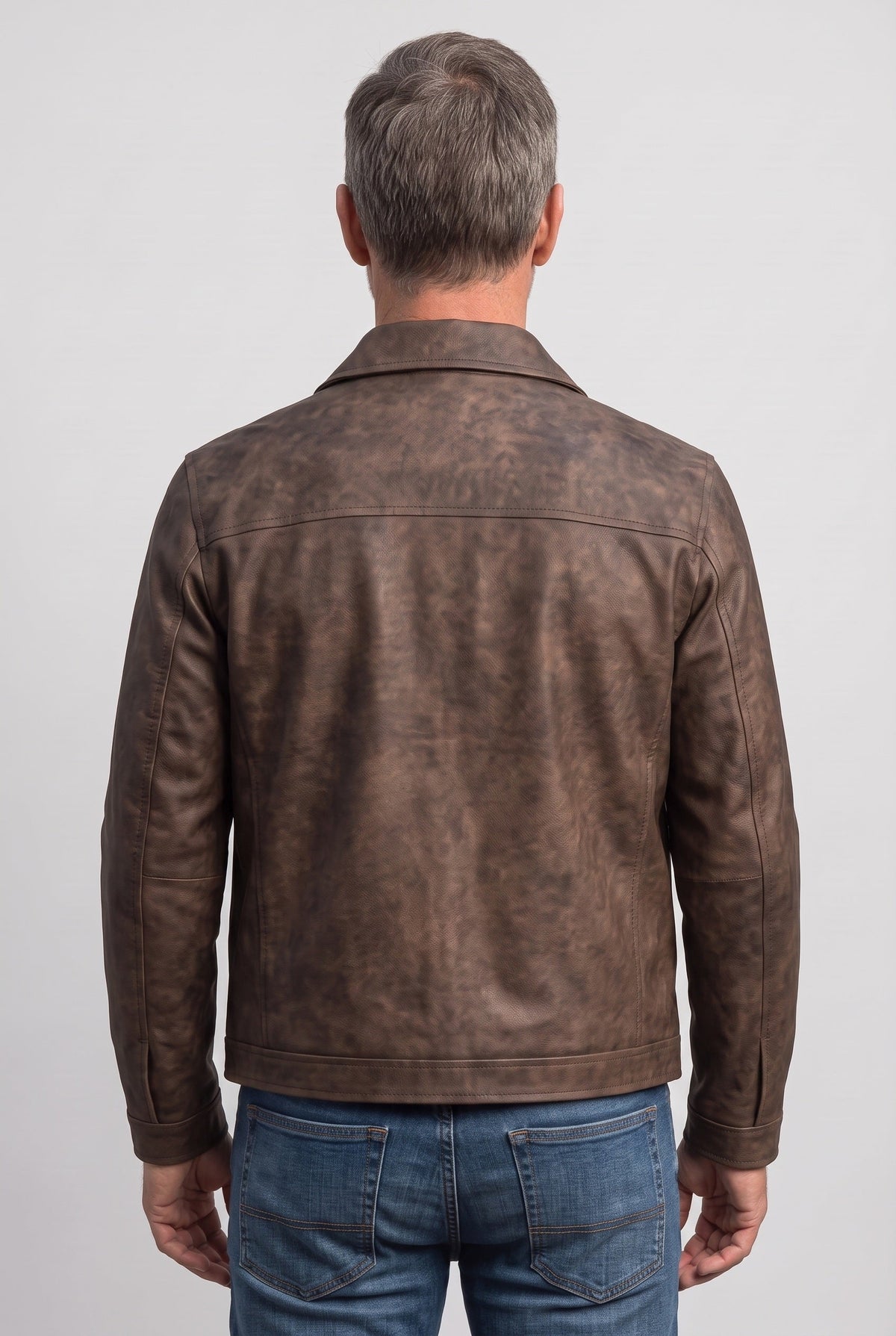 Veste Homme | Aspect Cuir Zippée Col Chemise Effet Vieilli - 2