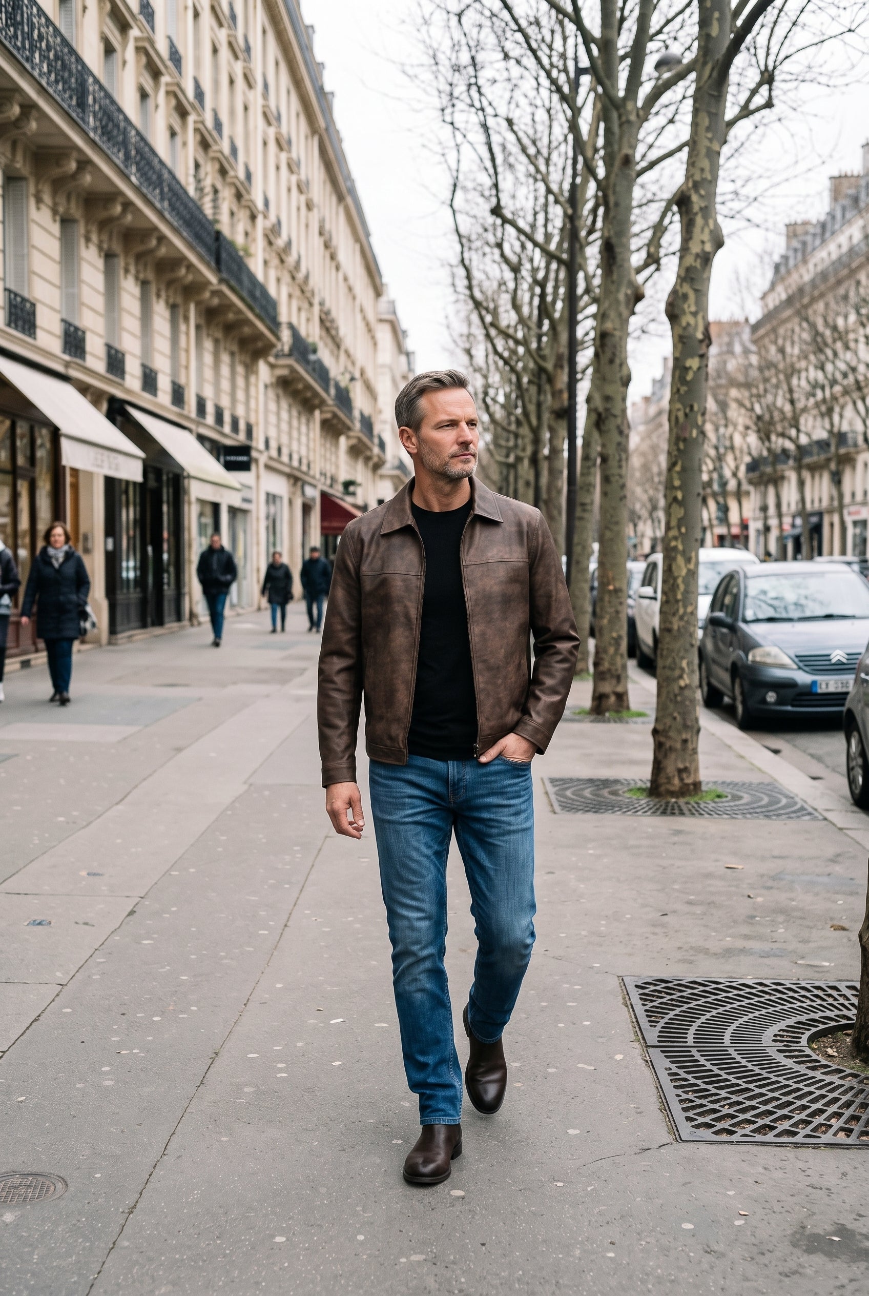 Veste Homme | Aspect Cuir Zippée Col Chemise Effet Vieilli - 7
