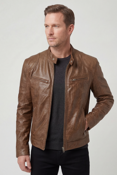 Veste Homme | Aspect Cuir Zippée Col Montant Quatre Poches - 5