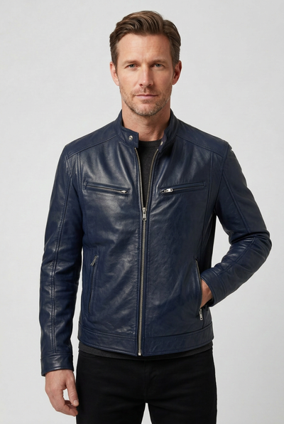 Veste Homme | Aspect Cuir Zippée Col Montant Quatre Poches - 7