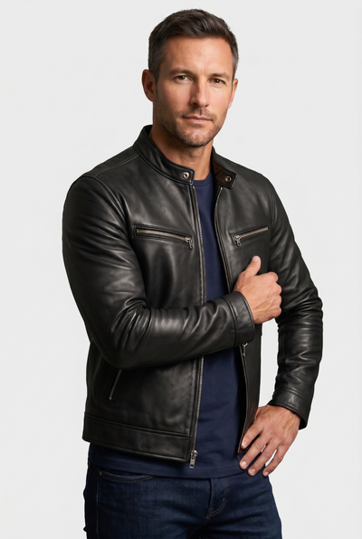 Veste Homme | Aspect Cuir Zippée Col Officier - 5