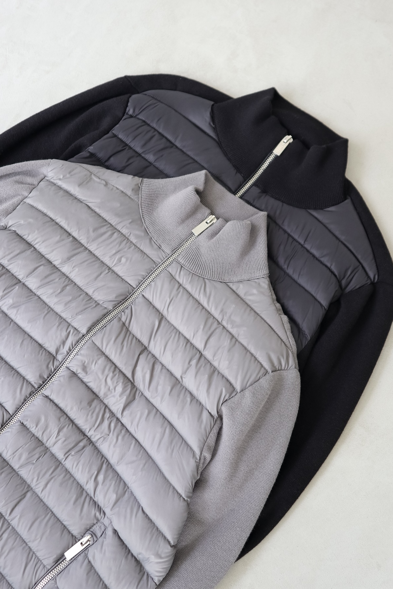 Veste Homme | Bomber Matelassé Zip Intégral Manches en Maille - 7