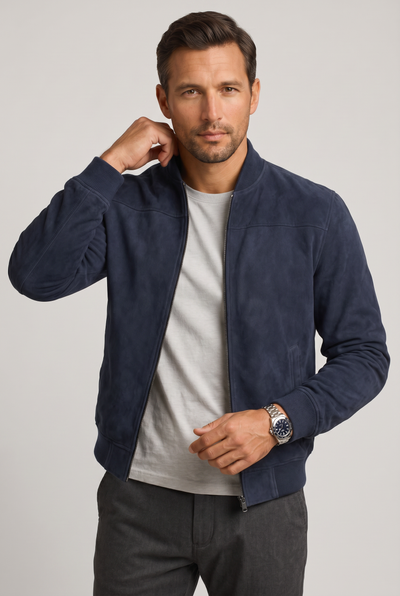 Veste Homme | Bomber Zip Intégral Aspect Daim - 6