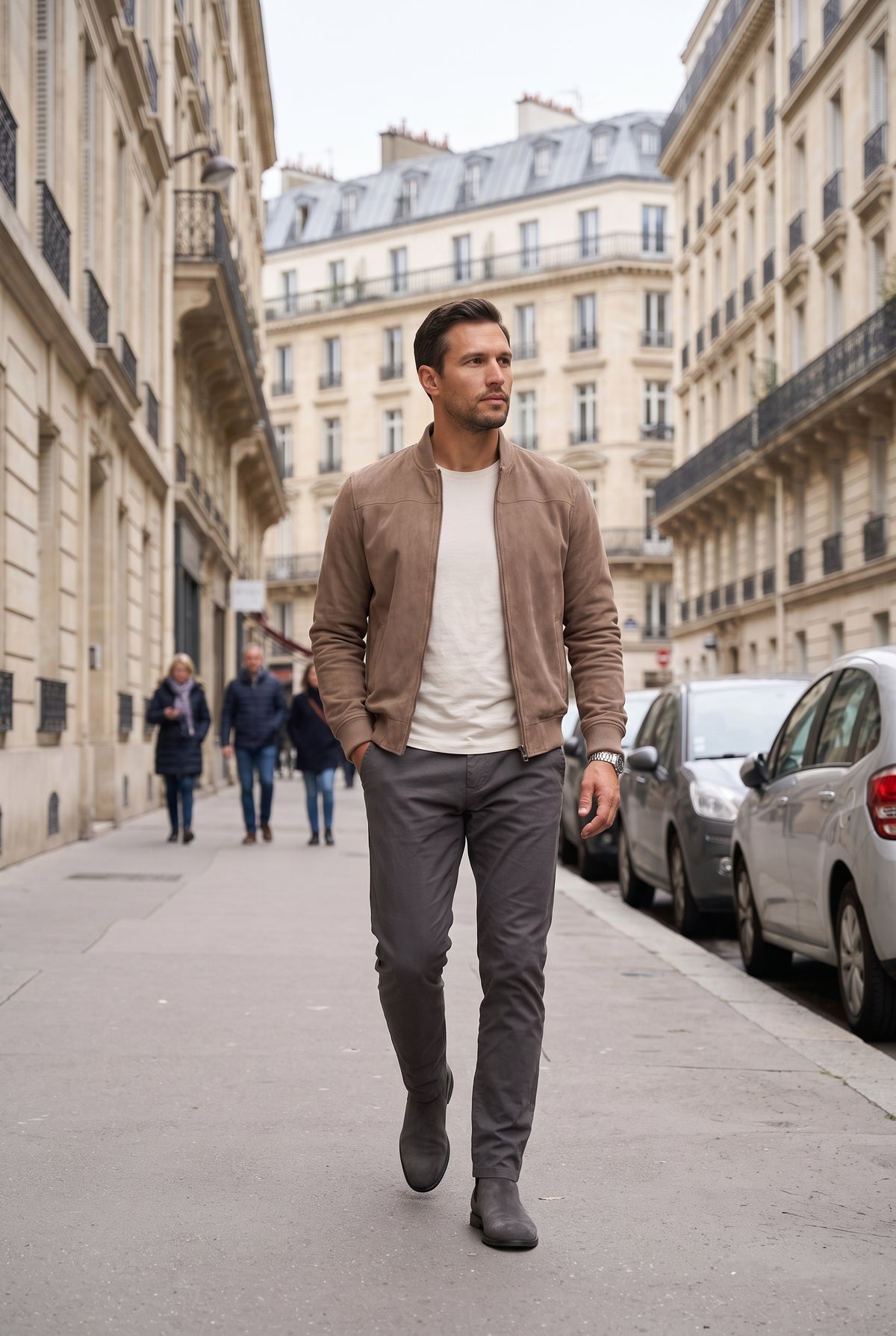Veste Homme | Bomber Zip Intégral Aspect Daim - 7