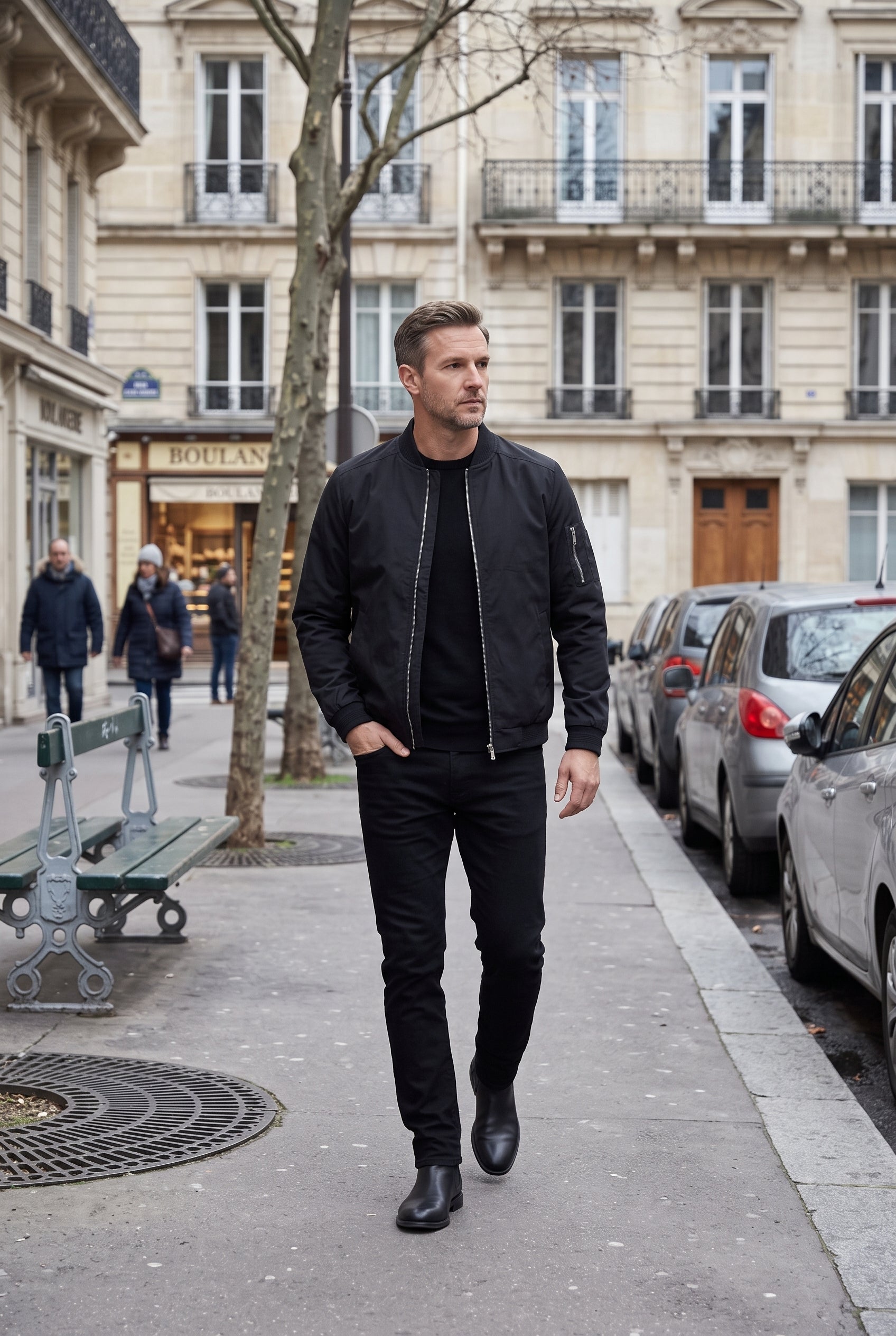 Veste Homme | Bomber Zippé Col Côtelé Poche Manche - 11