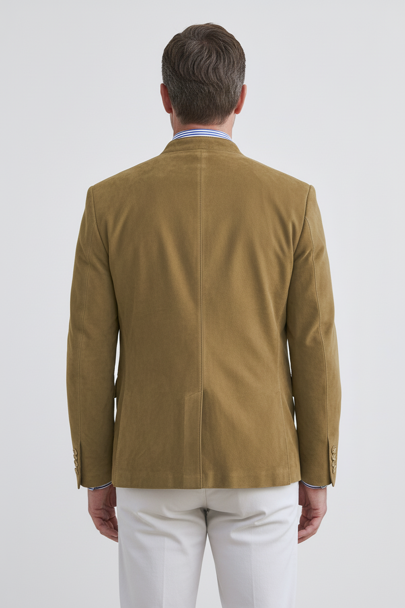 Veste Homme | Boutonnée Col Montant Aspect Daim Poches à Rabat - 2