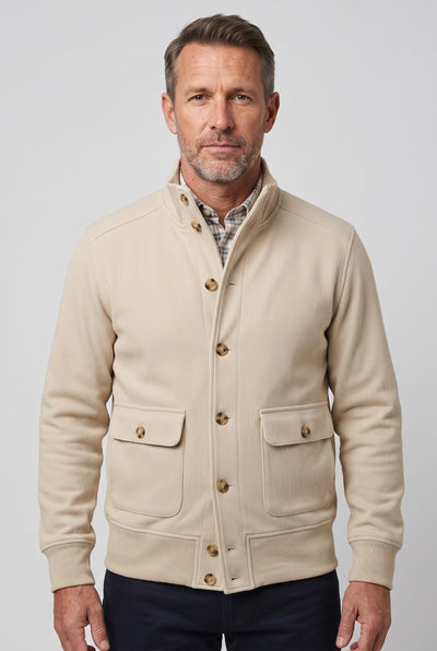 Veste Homme | Boutonnée Col Montant Texture Côtelée - 1