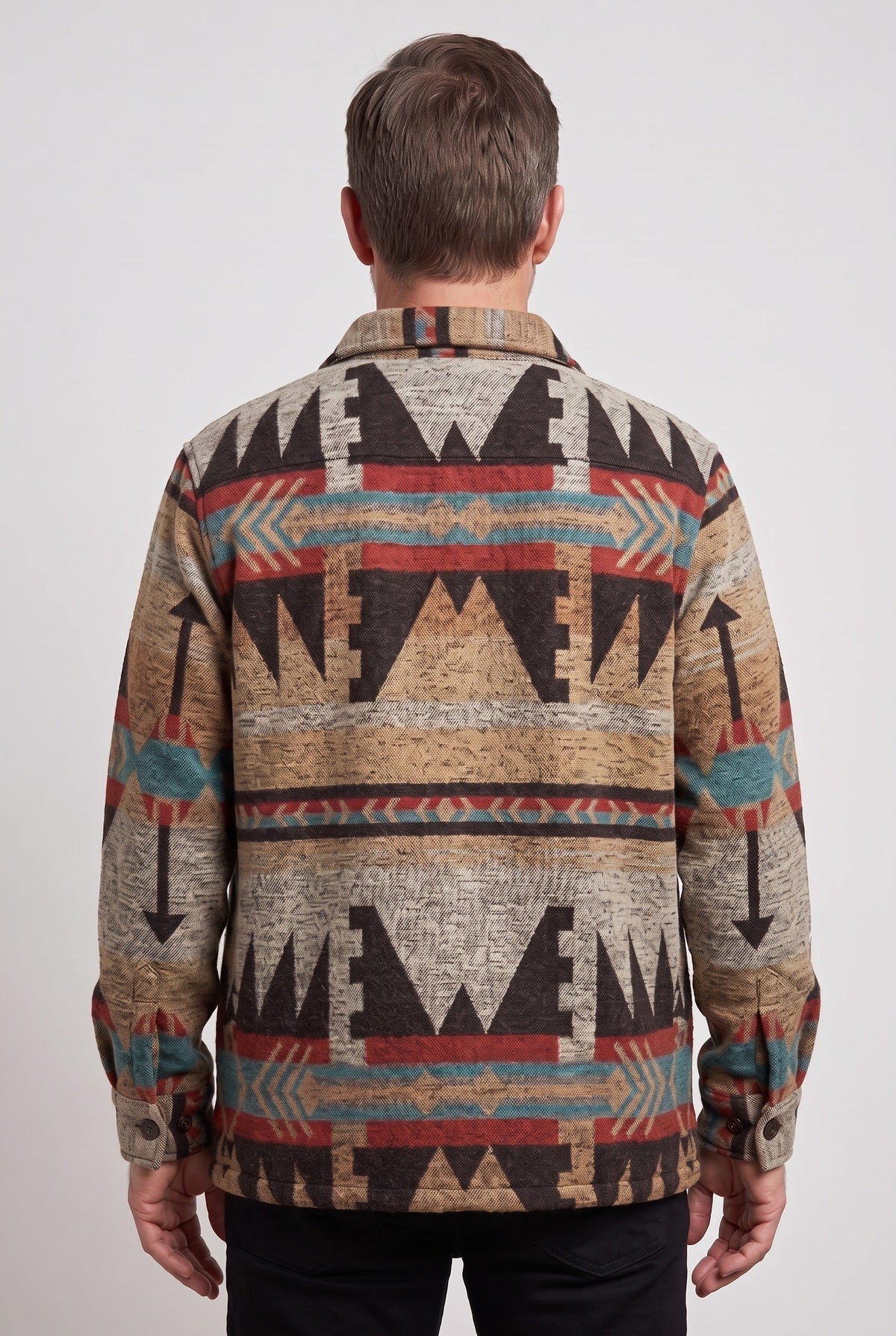 Veste Homme | Boutonnée Motif Aztèque Col Chemise Poches Poitrine - 2