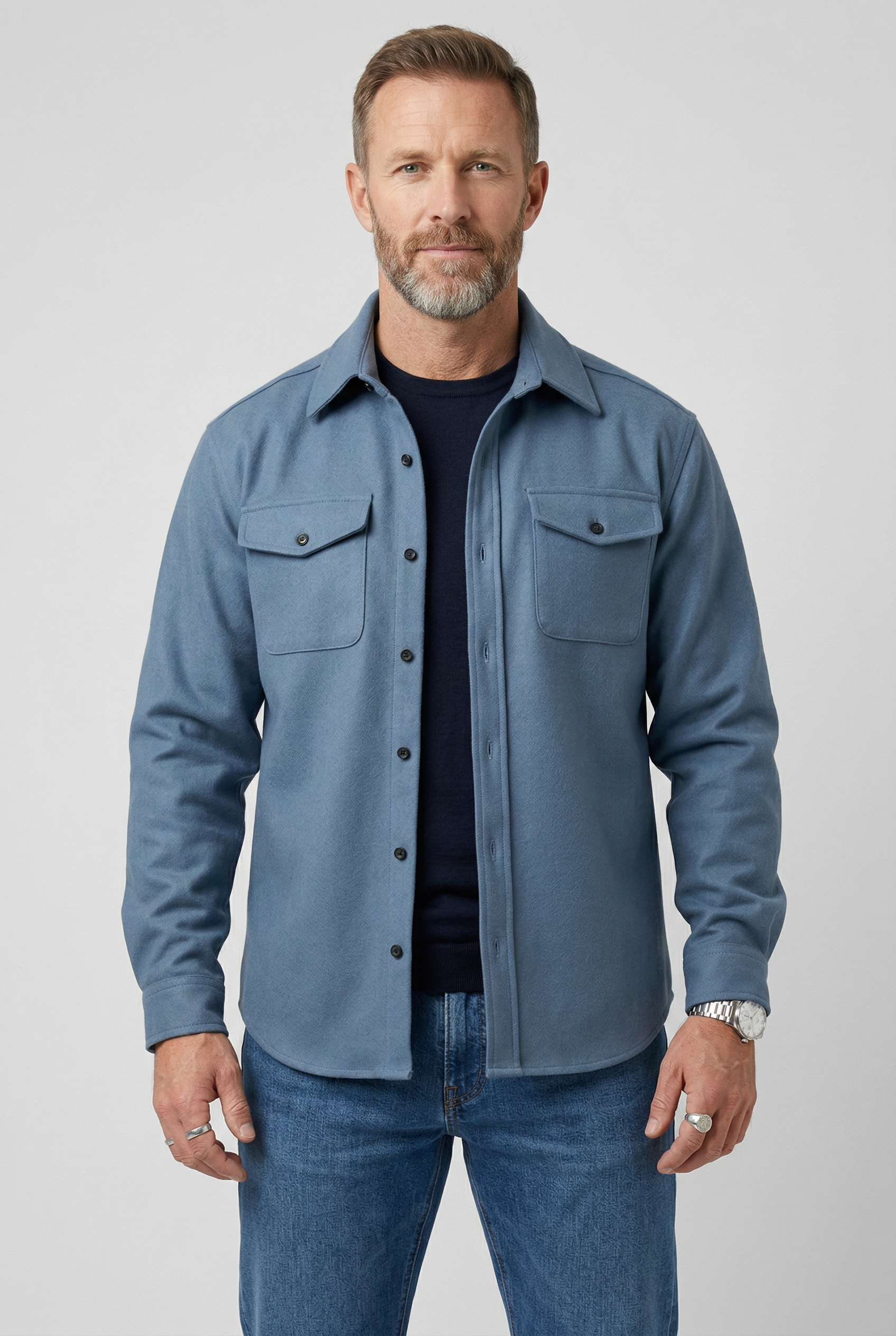 Veste Homme | Boutonnée Poches Poitrine à Rabat Col Pointu - 1