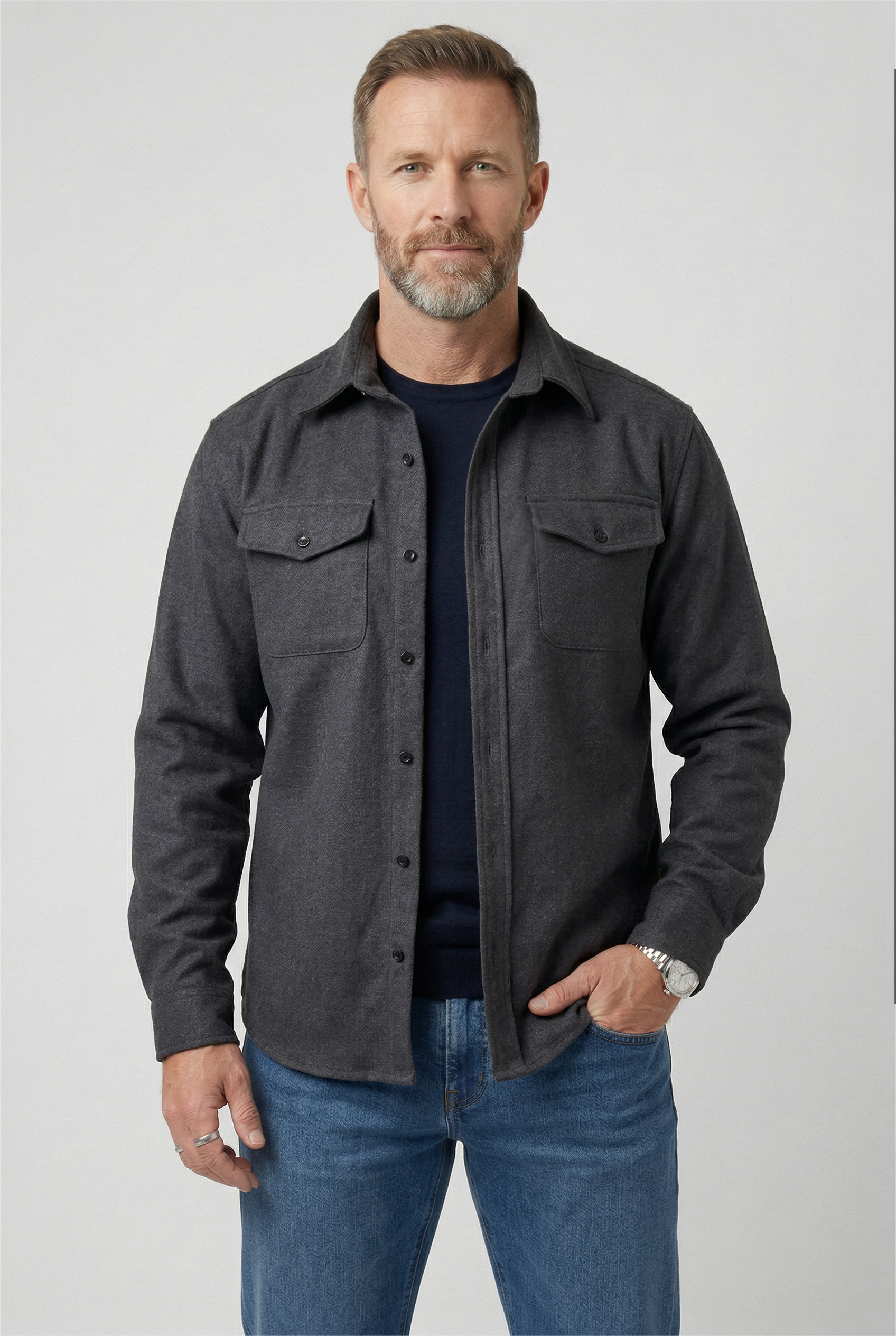Veste Homme | Boutonnée Poches Poitrine à Rabat Col Pointu - 8