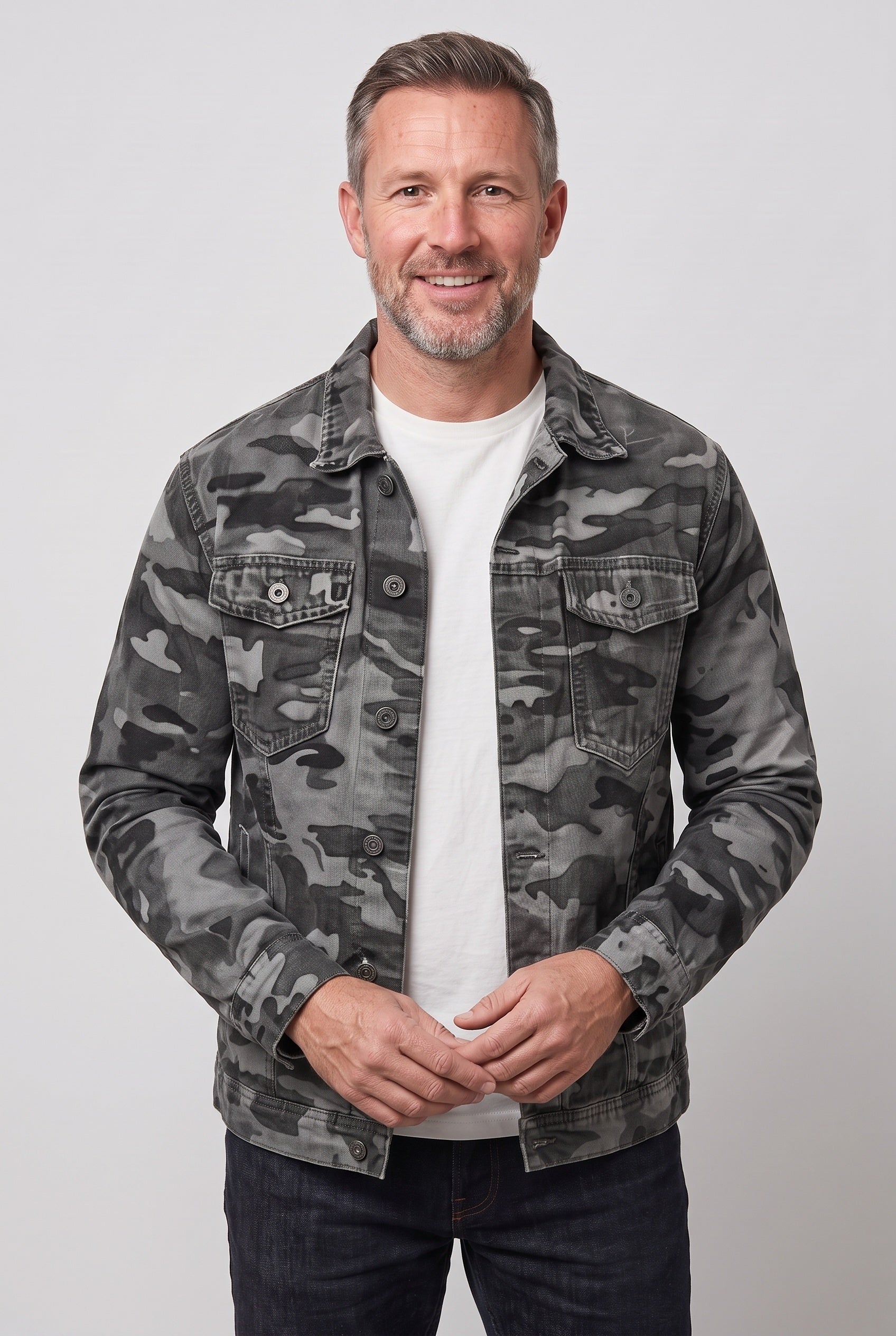 Veste Homme | Camouflage Boutonnée Coupe Courte Col Pointu - 4