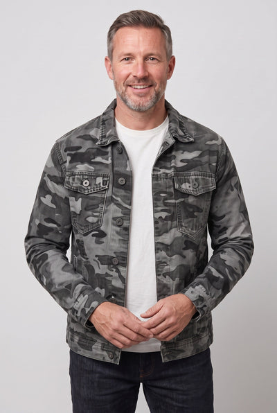 Veste Homme | Camouflage Boutonnée Coupe Courte Col Pointu - 4