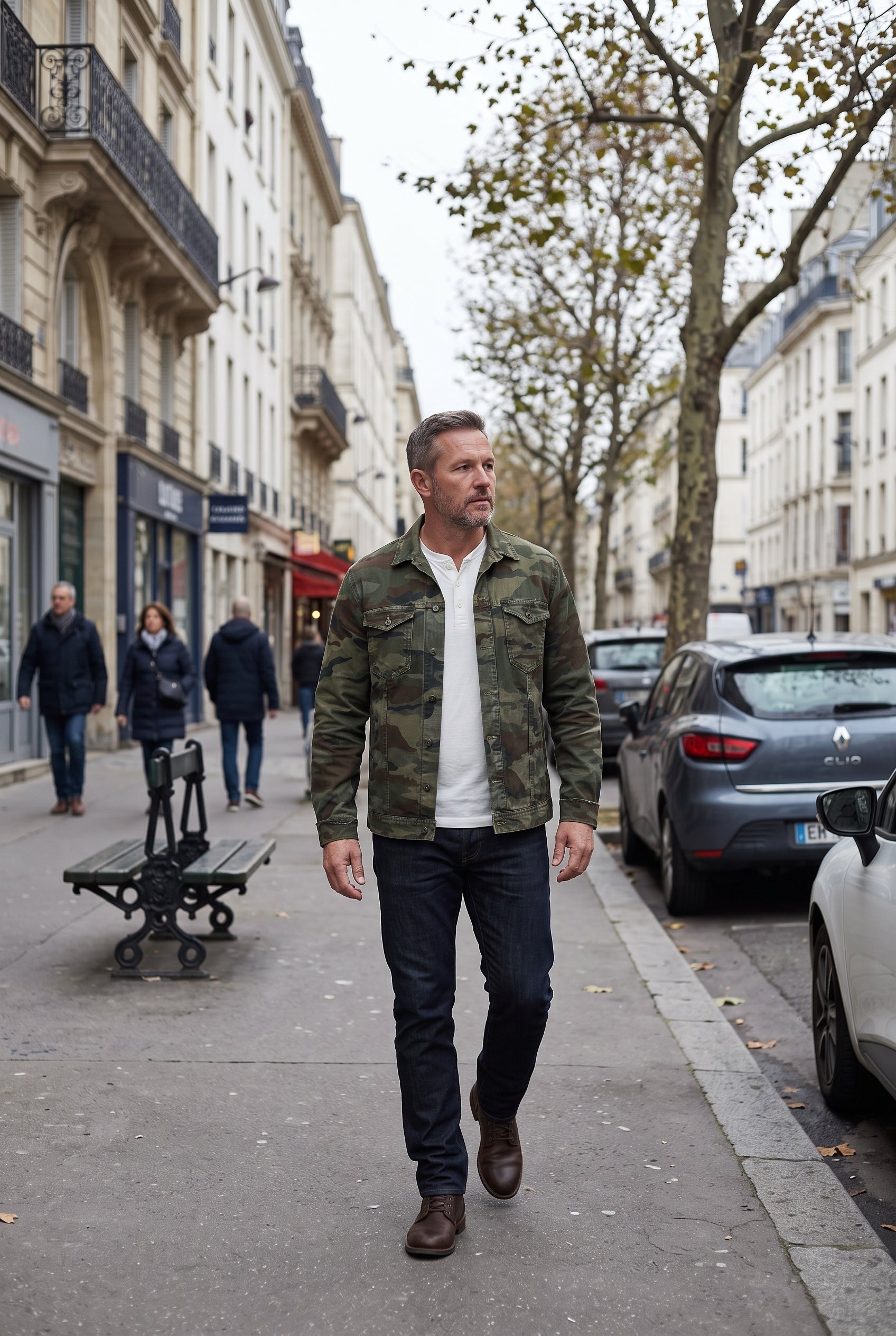Veste Homme | Camouflage Boutonnée Coupe Courte Col Pointu - 5