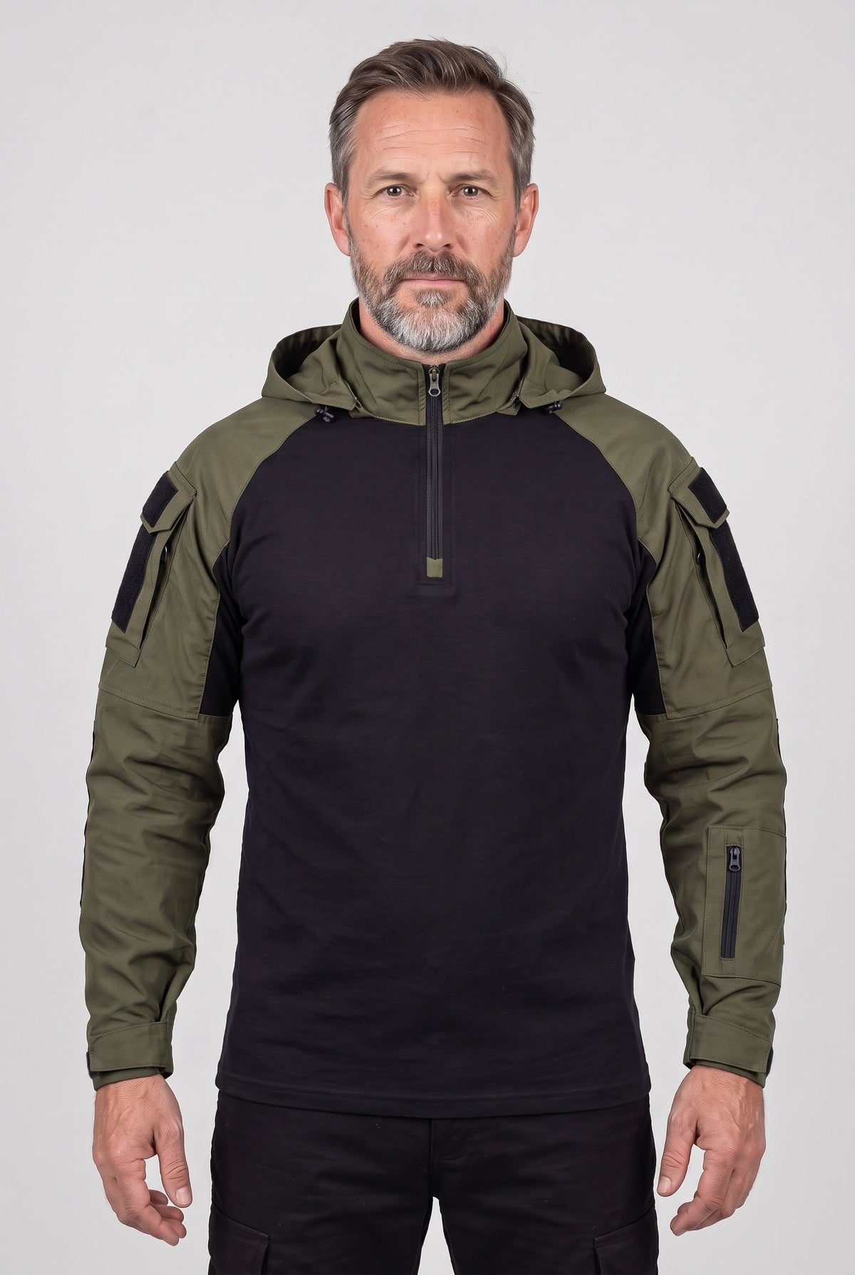Veste Homme | Col Zippé Capuche Fixe Poches Sur Manches - 1