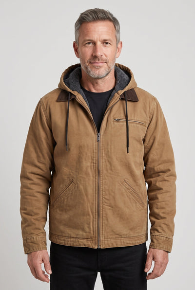 Veste Homme | Doublée Sherpa Capuche Col Velours Côtelé - 1