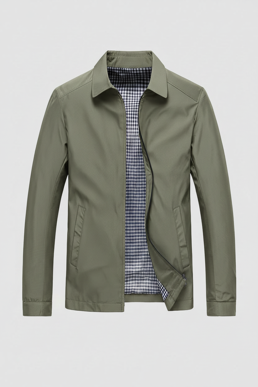 Veste Homme | Harrington Zippé Doublure à Carreaux Col Pointu - 7