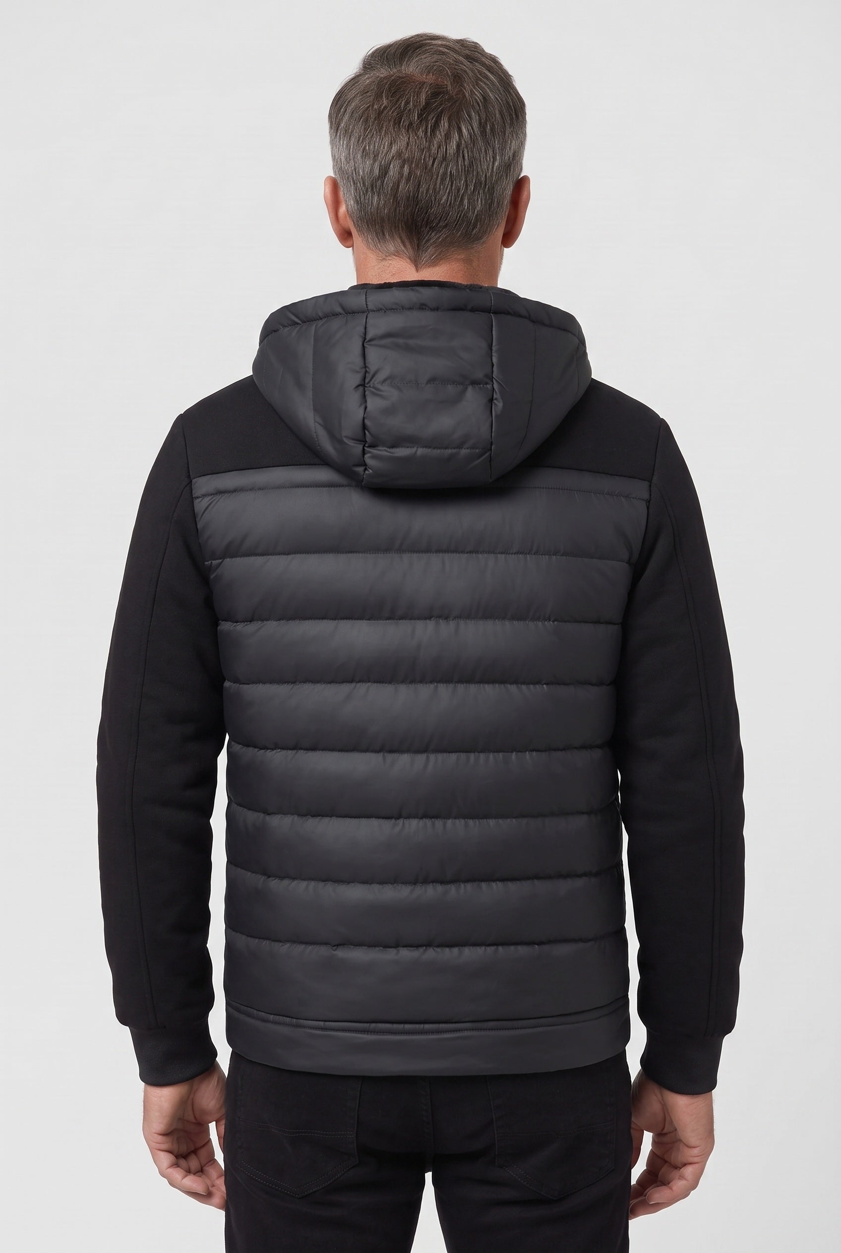Veste Homme | Matelassée Zippée Capuche Amovible Manches en Maille - 2