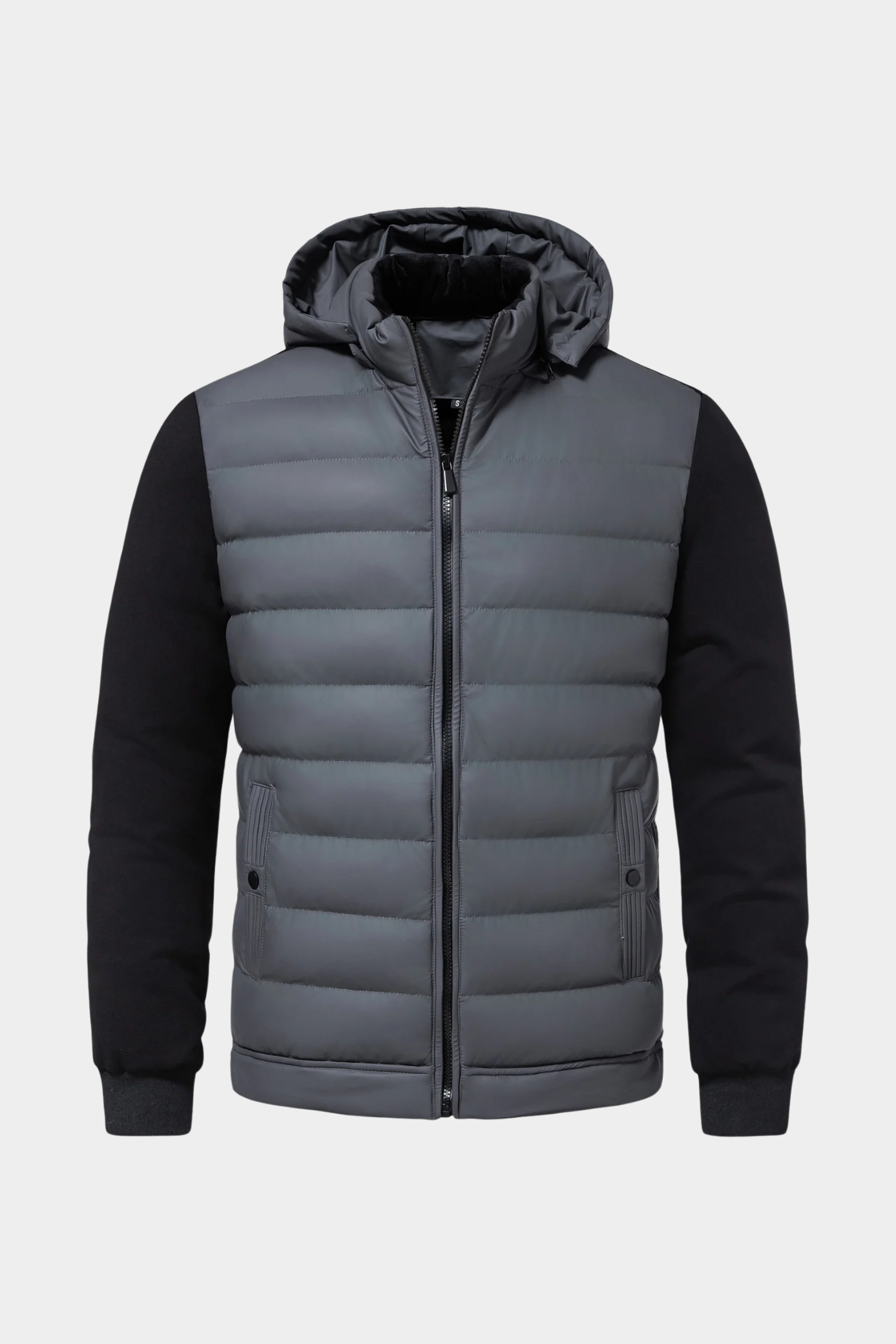 Veste Homme | Matelassée Zippée Capuche Amovible Manches en Maille - 8
