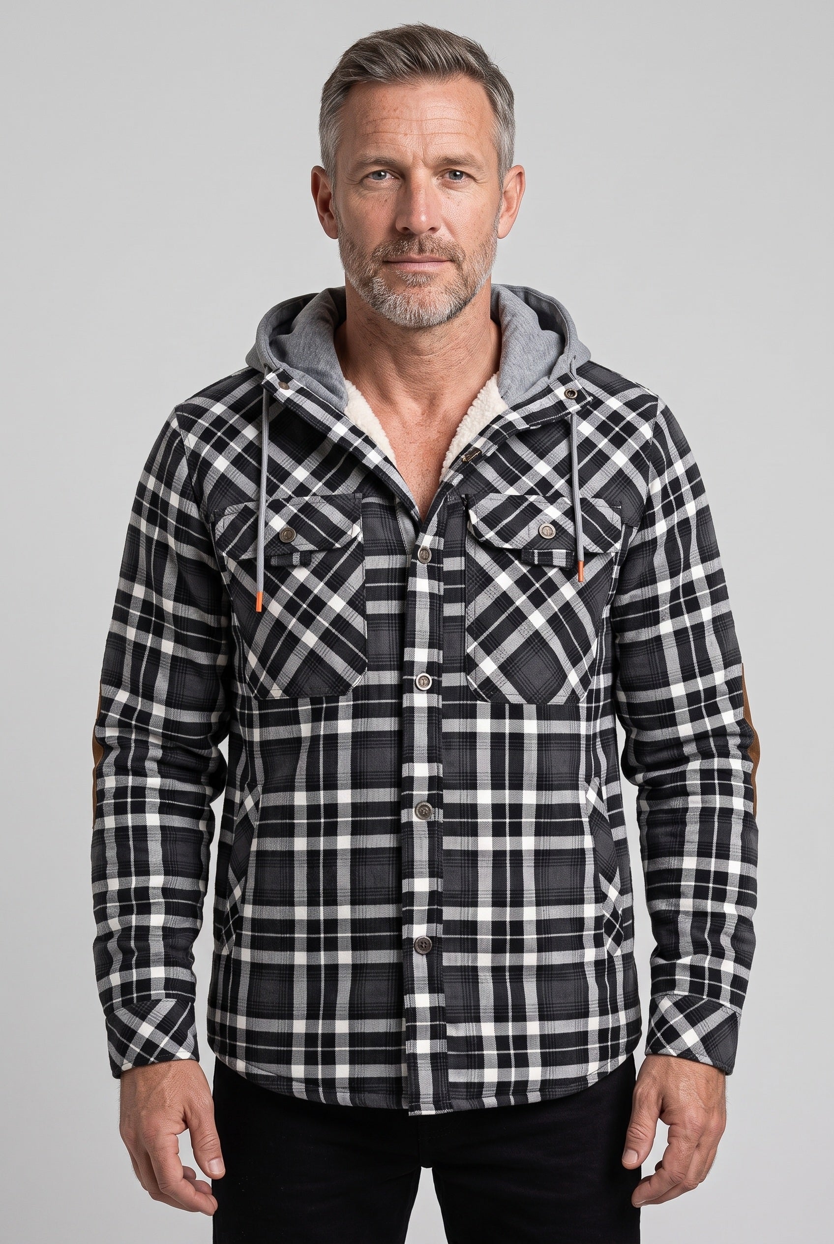 Veste Homme | Sherpa Boutonnée Capuche Contrastée Coudières - 1