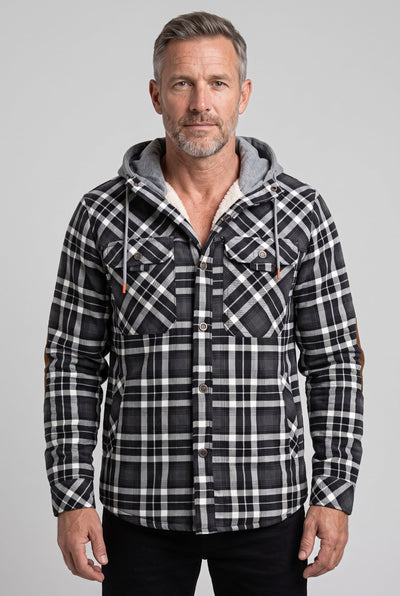 Veste Homme | Sherpa Boutonnée Capuche Contrastée Coudières - 1