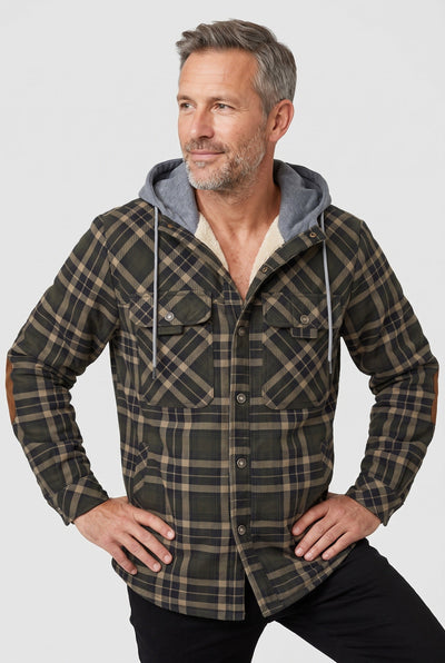 Veste Homme | Sherpa Boutonnée Capuche Contrastée Coudières - 4