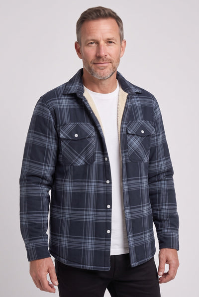 Veste Homme | Sherpa Boutonnée Grands Carreaux Poches Poitrine - 10