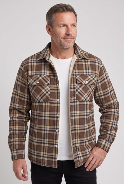 Veste Homme | Sherpa Boutonnée Grands Carreaux Poches Poitrine - 9