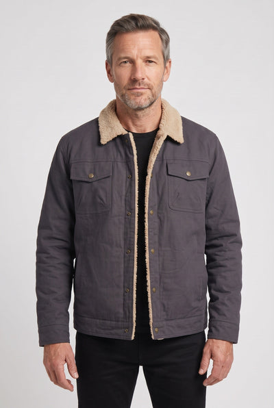 Veste Homme | Sherpa Boutons Pression Col Doublé Poches Poitrine - 1