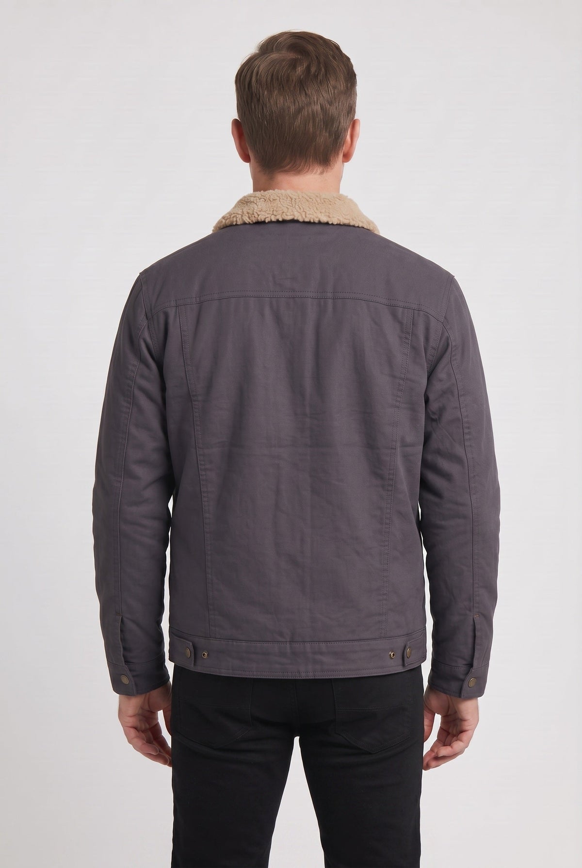 Veste Homme | Sherpa Boutons Pression Col Doublé Poches Poitrine - 2