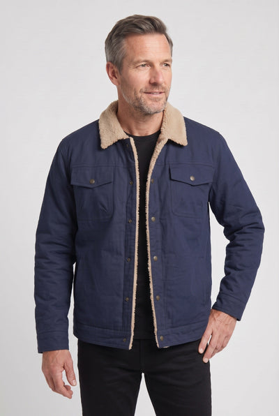 Veste Homme | Sherpa Boutons Pression Col Doublé Poches Poitrine - 8
