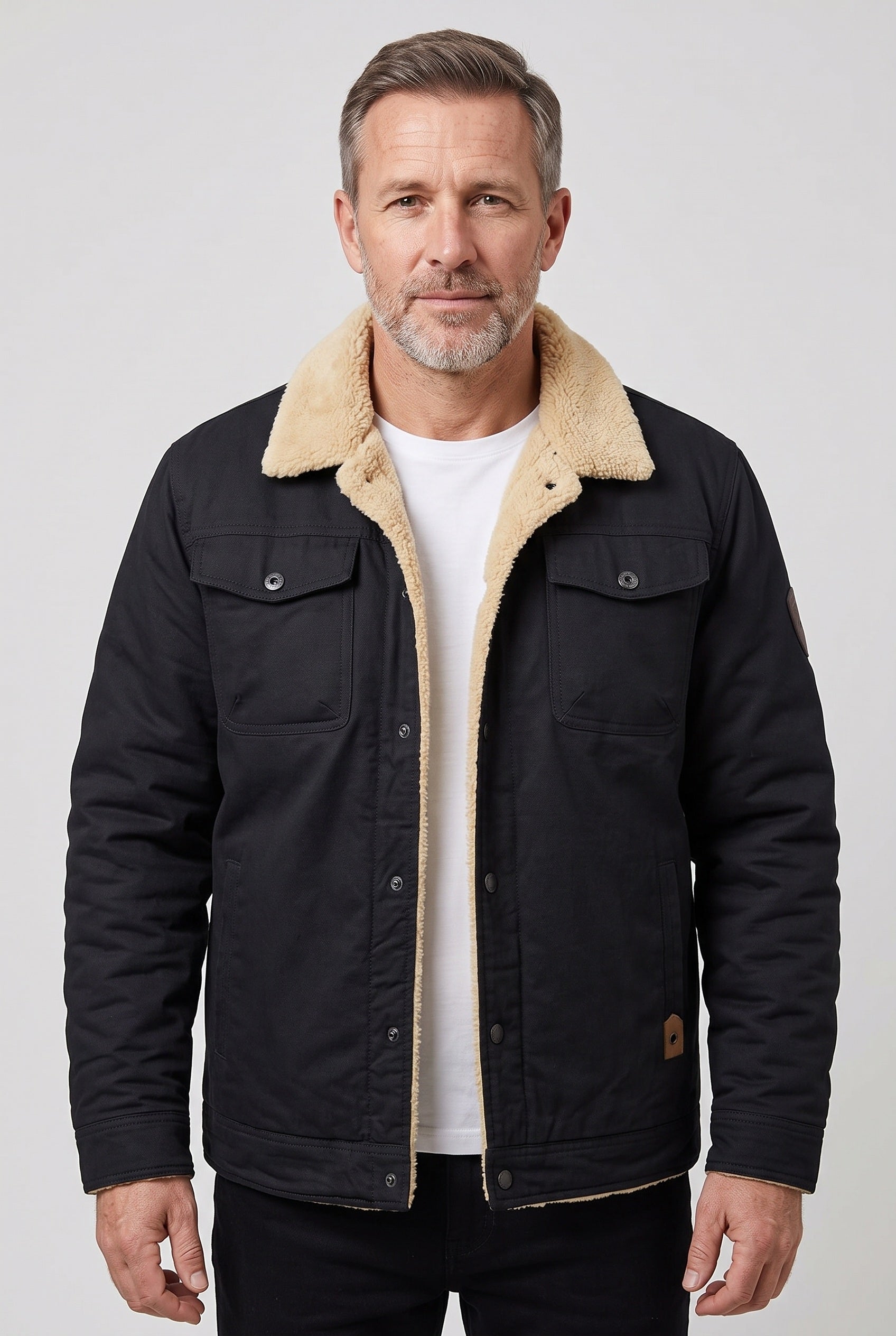 Veste Homme | Sherpa Pressions Col Rabattable Coupe Courte - 1
