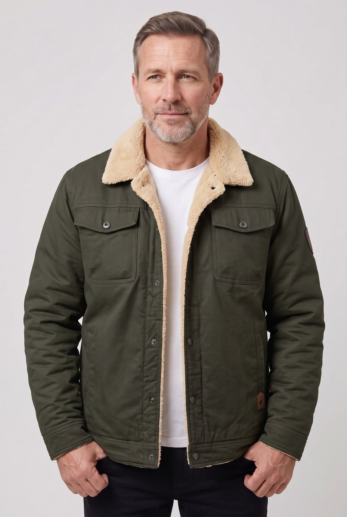 Veste Homme | Sherpa Pressions Col Rabattable Coupe Courte - 10