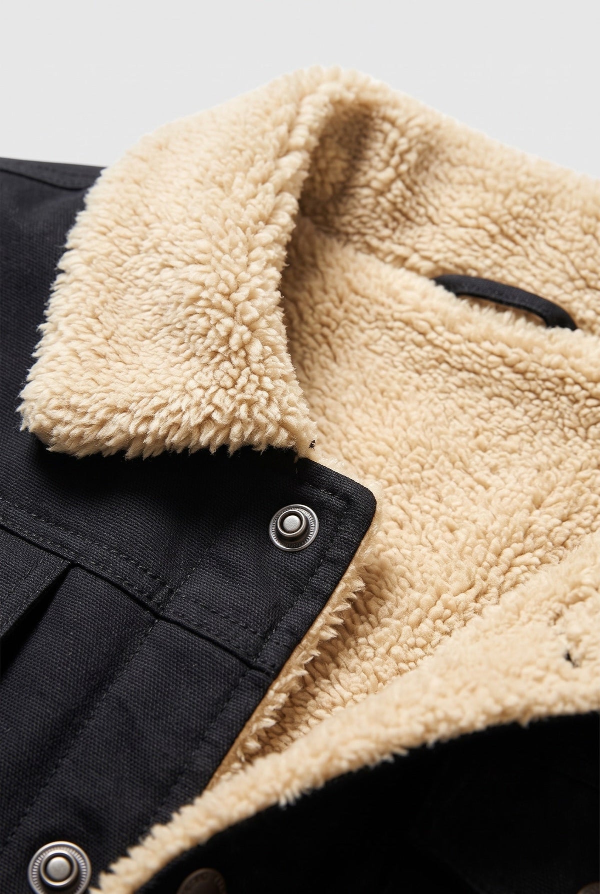 Veste Homme | Sherpa Pressions Col Rabattable Coupe Courte - 3