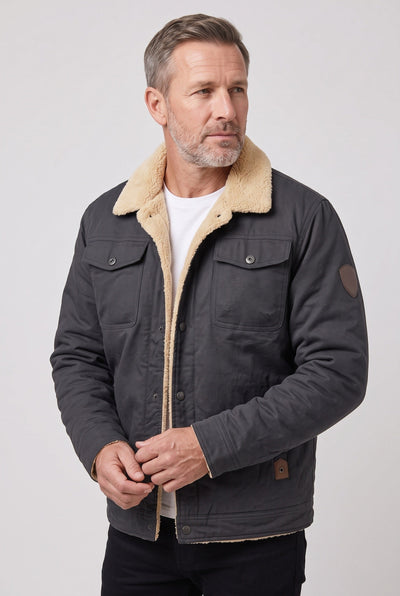Veste Homme | Sherpa Pressions Col Rabattable Coupe Courte - 6