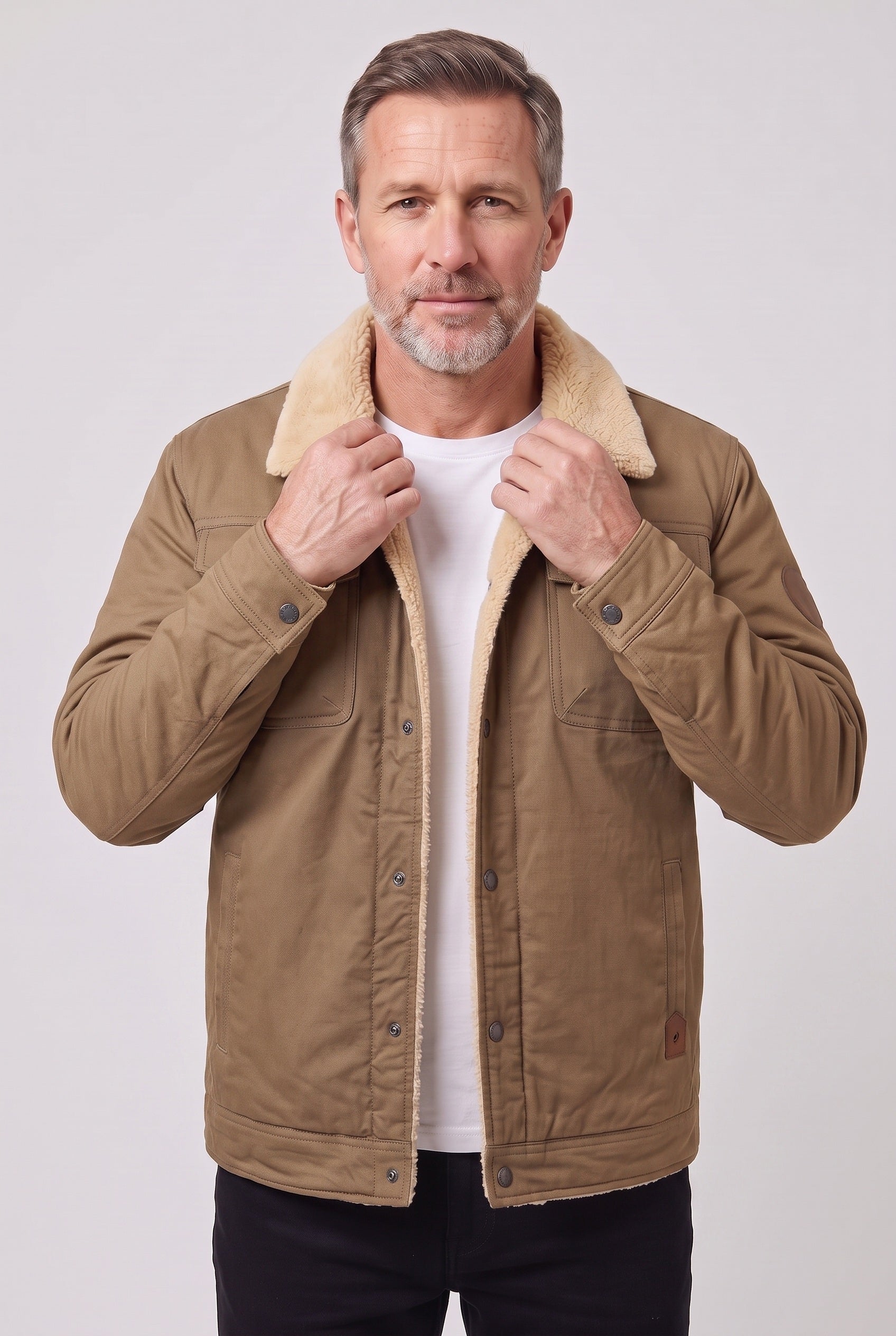 Veste Homme | Sherpa Pressions Col Rabattable Coupe Courte - 7